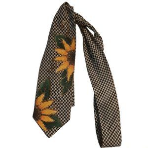 Vintage Ladies Hand Painted Tie Sunflowers Gold Embellished